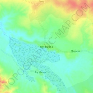 Mappa topografica Rey Bouba, altitudine, rilievo