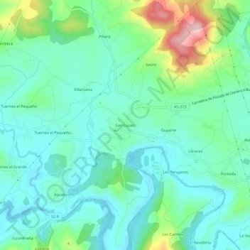 Mappa topografica San Cucao, altitudine, rilievo