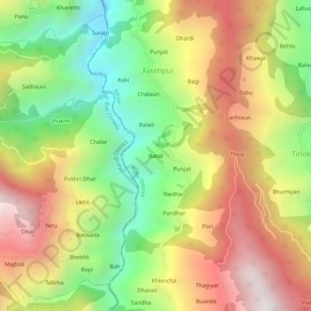Mappa topografica Baloli, altitudine, rilievo