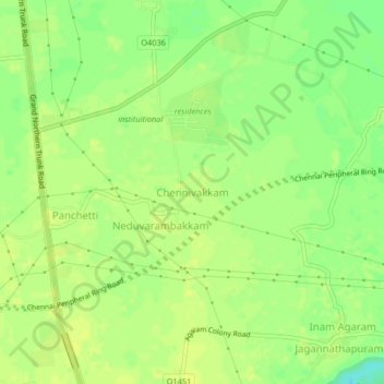 Mappa topografica Chennivakkam, altitudine, rilievo