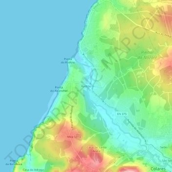 Mappa topografica Rodízio, altitudine, rilievo
