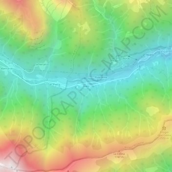 Mappa topografica Prato, altitudine, rilievo