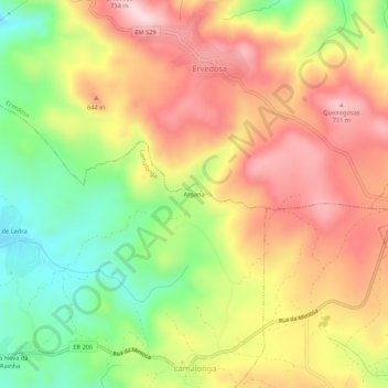 Mappa topografica Argana, altitudine, rilievo