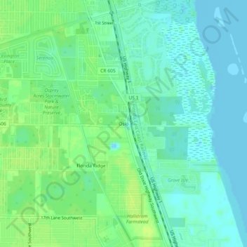 Mappa topografica Oslo, altitudine, rilievo