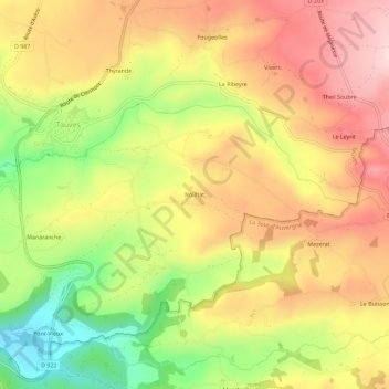 Mappa topografica Noilhat, altitudine, rilievo