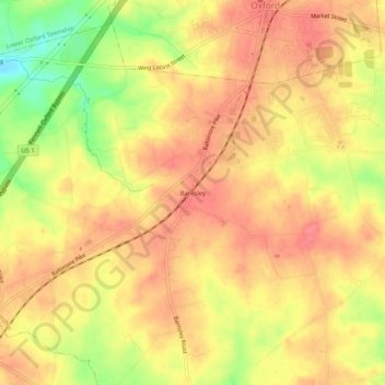 Mappa topografica Barnsley, altitudine, rilievo