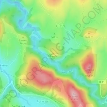 Mappa topografica Kavala, altitudine, rilievo