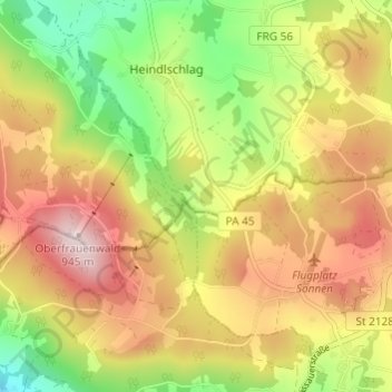 Mappa topografica Vorderau, altitudine, rilievo
