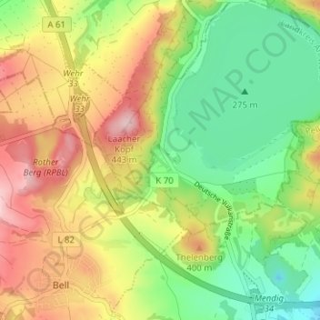 Mappa topografica Abtei Maria Laach, altitudine, rilievo