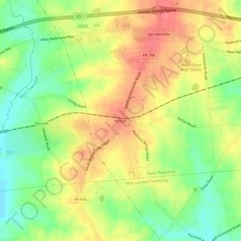 Mappa topografica Kelton, altitudine, rilievo