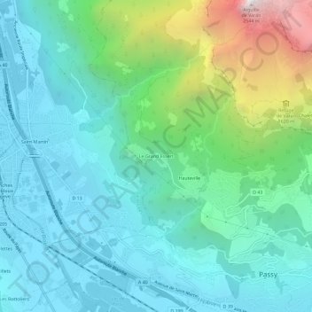 Mappa topografica Le Grand Essert, altitudine, rilievo