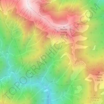 Mappa topografica Canai, altitudine, rilievo