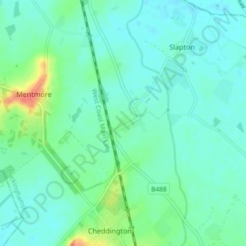 Mappa topografica Horton, altitudine, rilievo