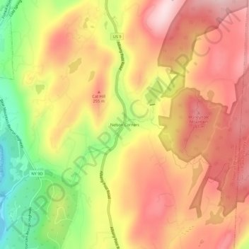 Mappa topografica Nelson Corners, altitudine, rilievo