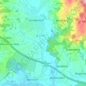 Mappa topografica Hofdorf, altitudine, rilievo