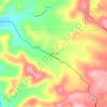Mappa topografica Saint Benedict, altitudine, rilievo