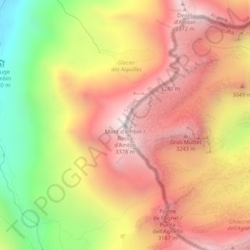 Mappa topografica Mont d'Ambin, altitudine, rilievo