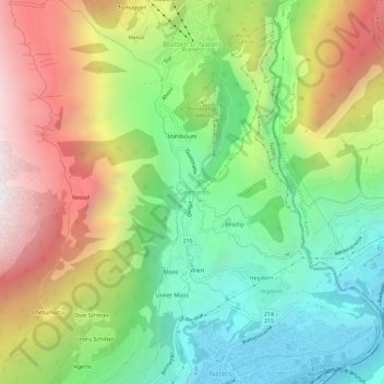 Mappa topografica Geimen, altitudine, rilievo