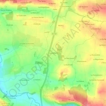 Mappa topografica La Griffais, altitudine, rilievo