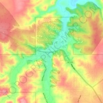 Mappa topografica Heber, altitudine, rilievo