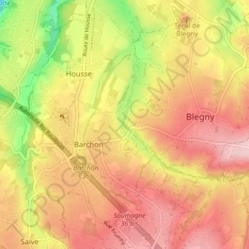 Mappa topografica Booze, altitudine, rilievo