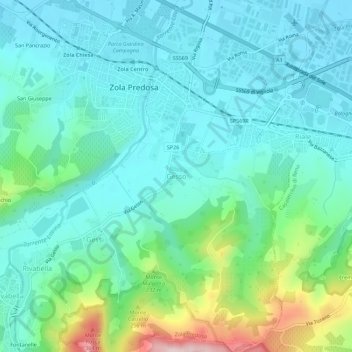 Mappa topografica Gesso, altitudine, rilievo
