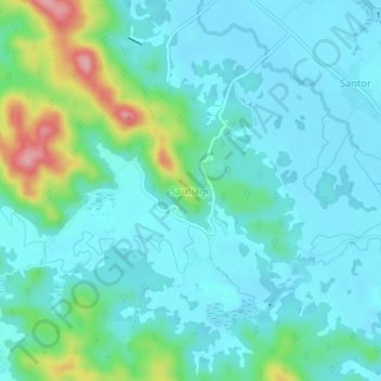 Mappa topografica Santiago, altitudine, rilievo