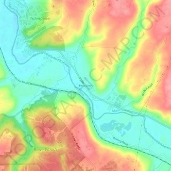 Mappa topografica Perintown, altitudine, rilievo