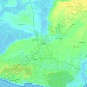 Mappa topografica Les Aires, altitudine, rilievo