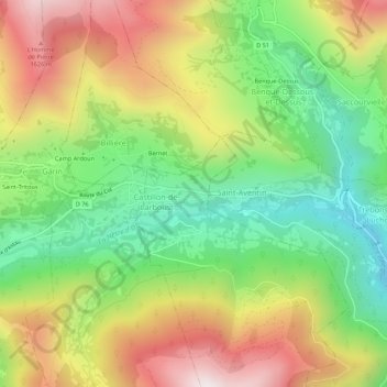 Mappa topografica Plan Redon, altitudine, rilievo