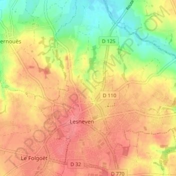 Mappa topografica Cleusmeur, altitudine, rilievo