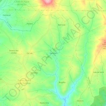 Mappa topografica Garridas, altitudine, rilievo