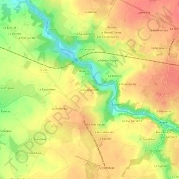 Mappa topografica La Guignardière, altitudine, rilievo