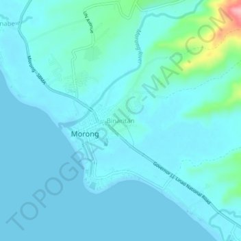 Mappa topografica Binaritan, altitudine, rilievo