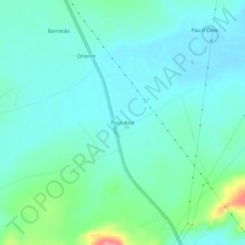 Mappa topografica Poço Azul, altitudine, rilievo