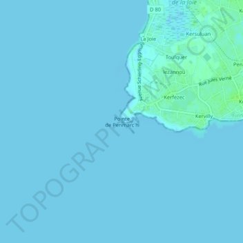 Mappa topografica Pointe de Penmarc'h, altitudine, rilievo