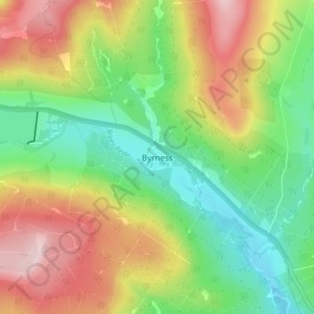 Mappa topografica Byrness, altitudine, rilievo