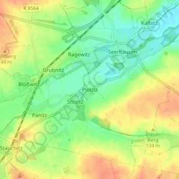 Mappa topografica Plotitz, altitudine, rilievo