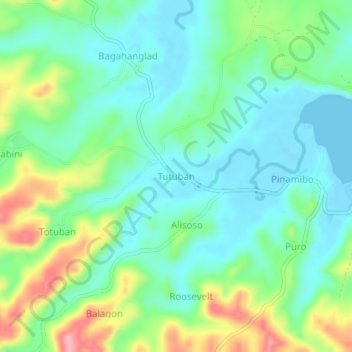 Mappa topografica Tutuban, altitudine, rilievo
