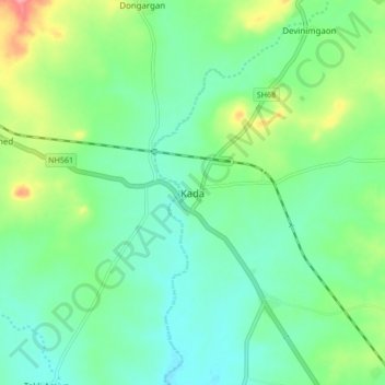 Mappa topografica Kada, altitudine, rilievo