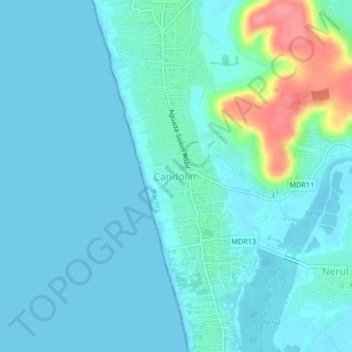 Mappa topografica Candolim, altitudine, rilievo