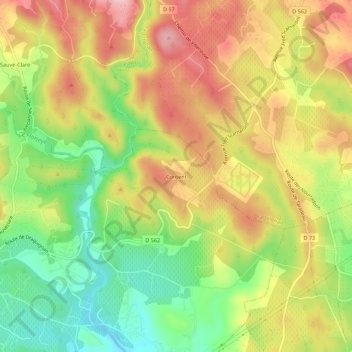 Mappa topografica Content, altitudine, rilievo