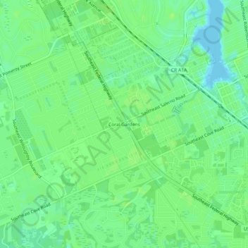 Mappa topografica Coral Gardens, altitudine, rilievo