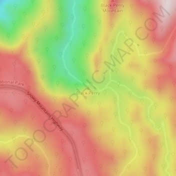 Mappa topografica Black Perry, altitudine, rilievo