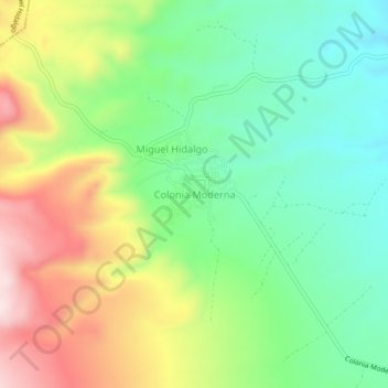 Mappa topografica Colonia Moderna, altitudine, rilievo