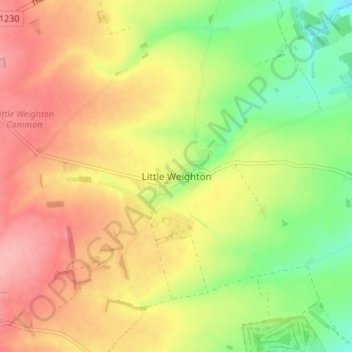 Mappa topografica Little Weighton, altitudine, rilievo