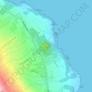 Mappa topografica Piton Bellevue, altitudine, rilievo