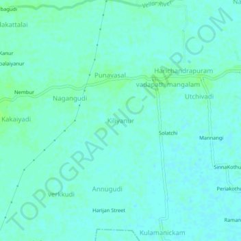 Mappa topografica Kiliyanur, altitudine, rilievo