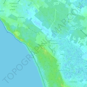 Mappa topografica Vert-Bois, altitudine, rilievo
