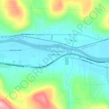 Mappa topografica Hoopers Valley, altitudine, rilievo